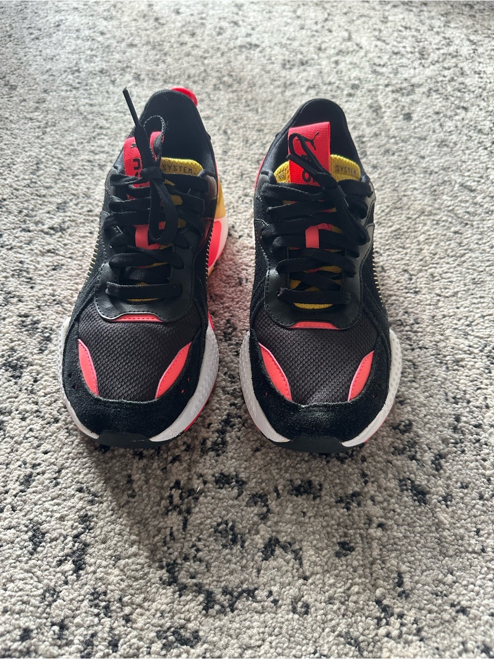 Puma Black Sneakers with Pink & Yellow Accents